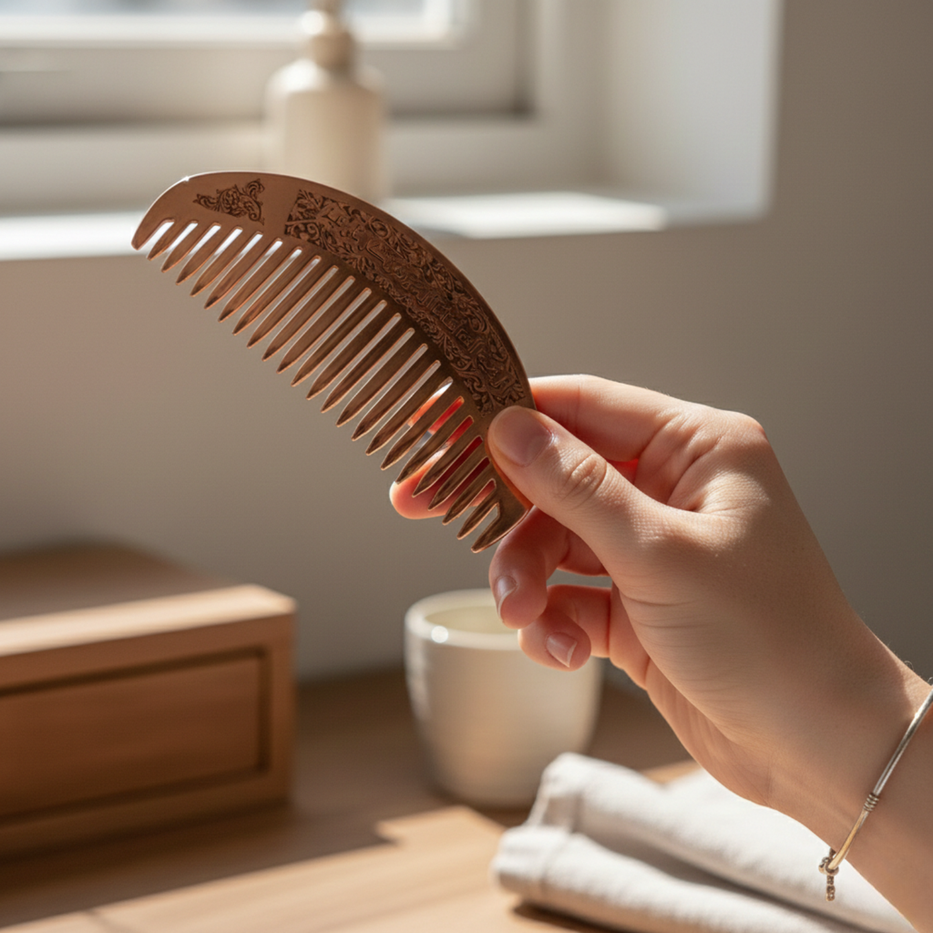 Luxury Natural Copper Hair Comb Islamic-inspired - KADOH